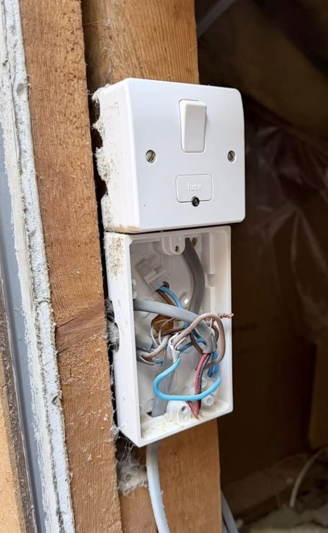 Fused spur with its back box open